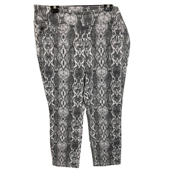Belle Kim Gravel‎ Gray Charcoal Snakeskin Pattern Pants - Picture 1 of 3